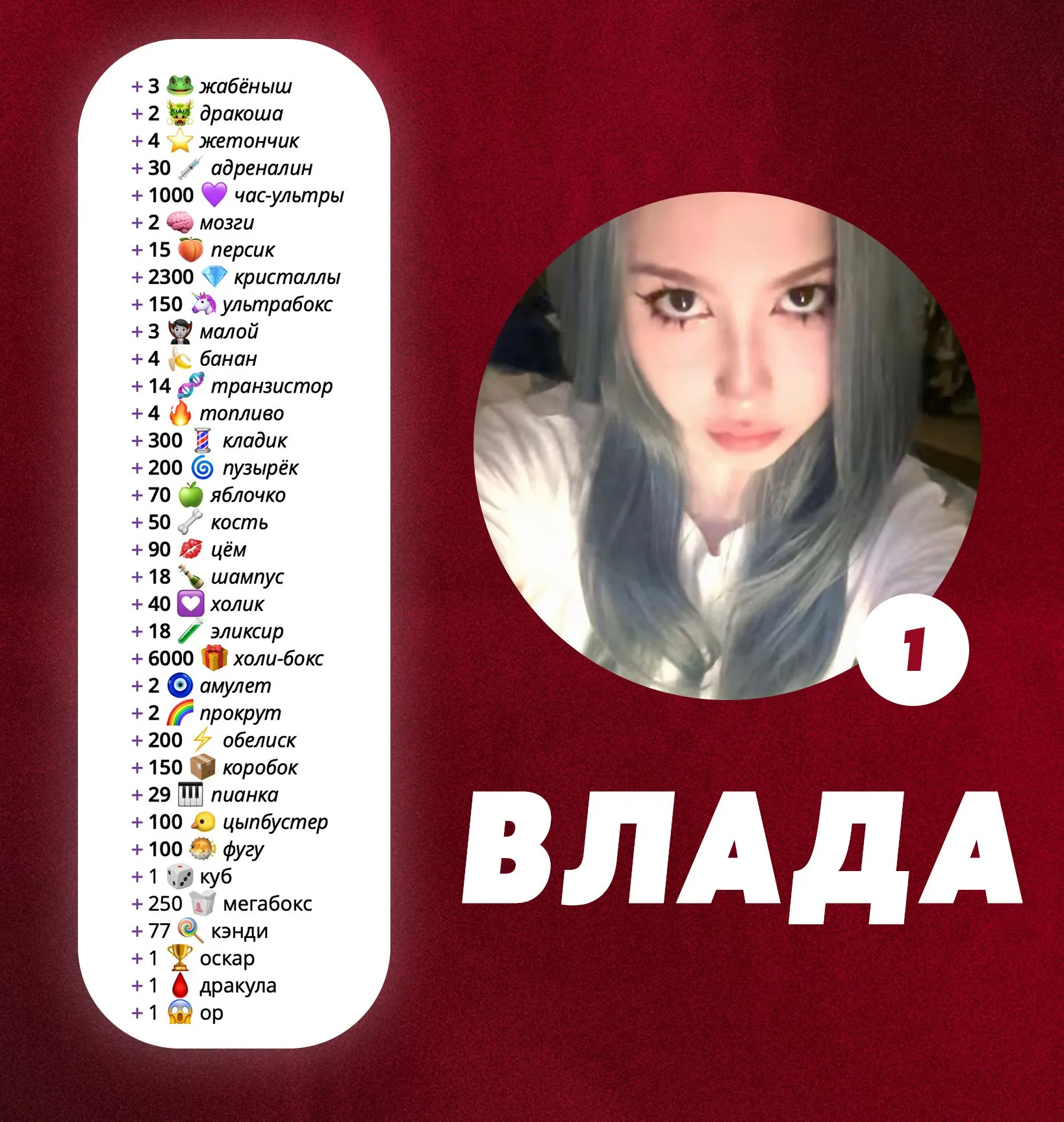 💞 В прошлом ивенте, эта малыха впервые решила войти в эту мясорубку, которую мы называем Ивентами. И заняла там 8 место, что уже было ого-го. И тут решила попробовать второй раз, и фигак, первое место. Впечатляющие результаты, Владуся умничка, респектую. Удачи теперь с твоими ТРЕМЯ ЖАБКАМИ, эх ... даже я блин завидую. photo_2025-11-13_21-18-50
